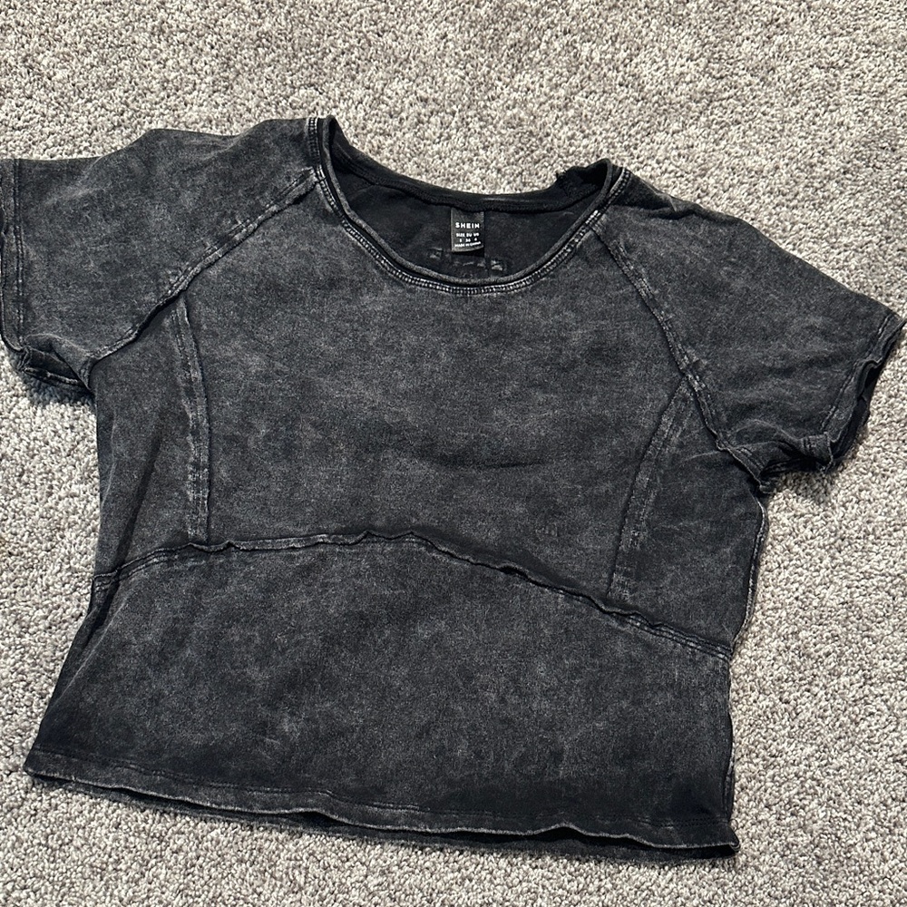 SHEIN Black Washed Crop Top